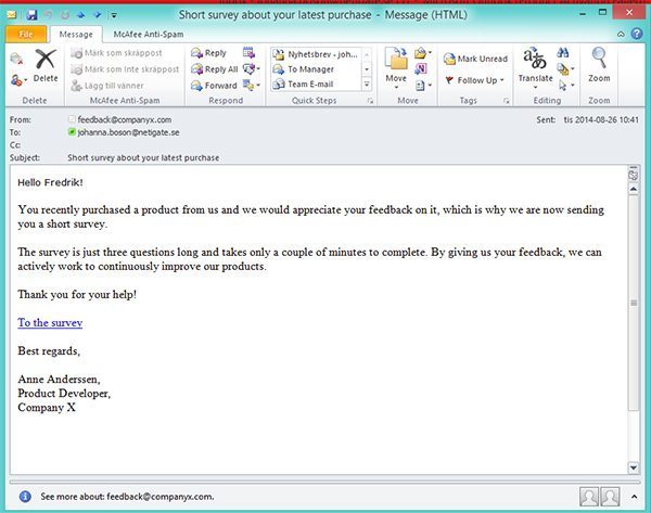 Introduction email text survey example 