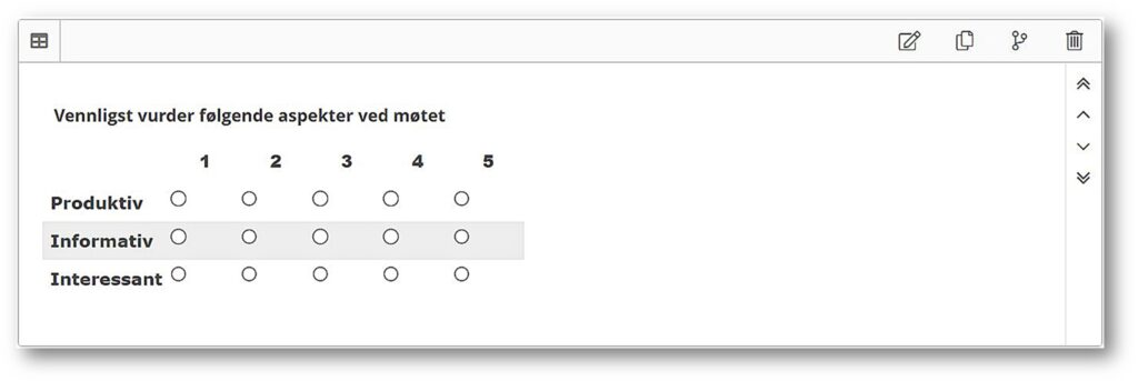 Matrisespørsmål - ett eksempel på spørsmålstyper i undersøkelser