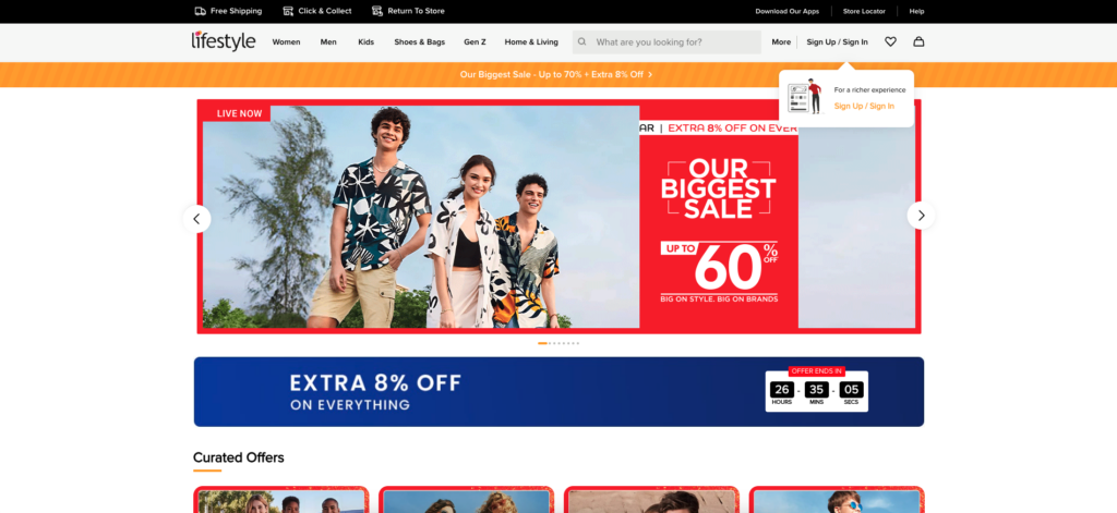 Lifestyle Webseite integriert verschiedene andere Kanäle für eine optimale Omnichannel Customer Experience