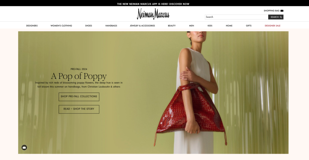 Neiman Marcus Webseite mit personalisiertem Inhalt