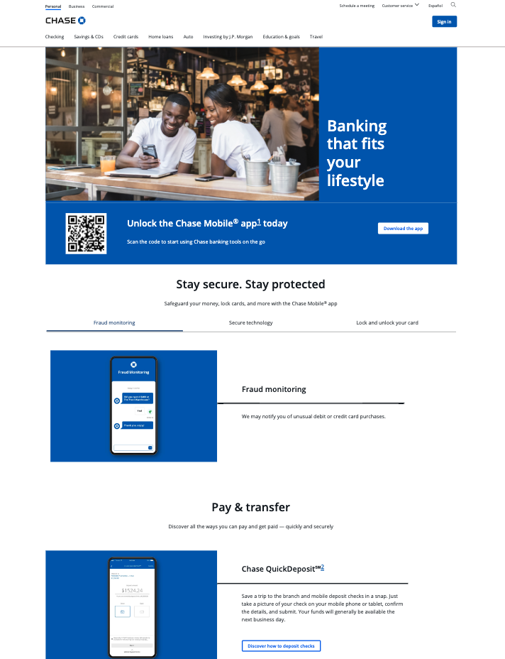 Digitale App von Chase Bank von JP Morgan