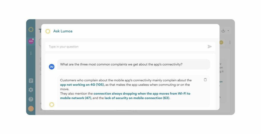 AskLumoa Screenshot die drei häufigsten Probleme