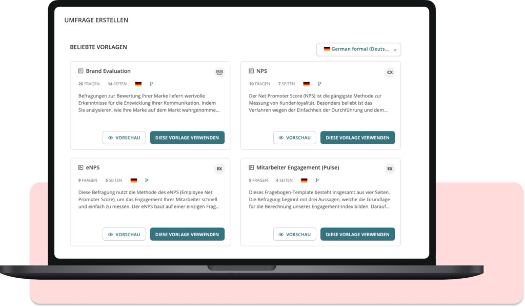 Netigate versandfertige Umfragevorlagen in mehreren Sprachen