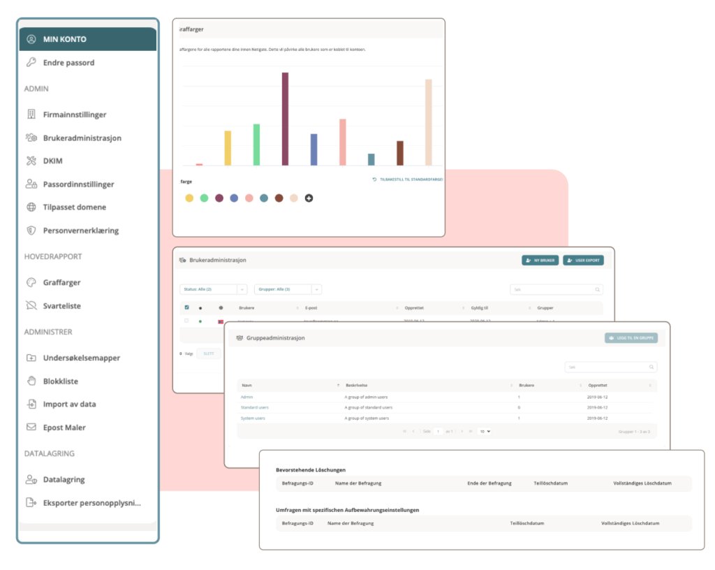 Spørreundersøkelse verktøy med topp brukeradministrasjon