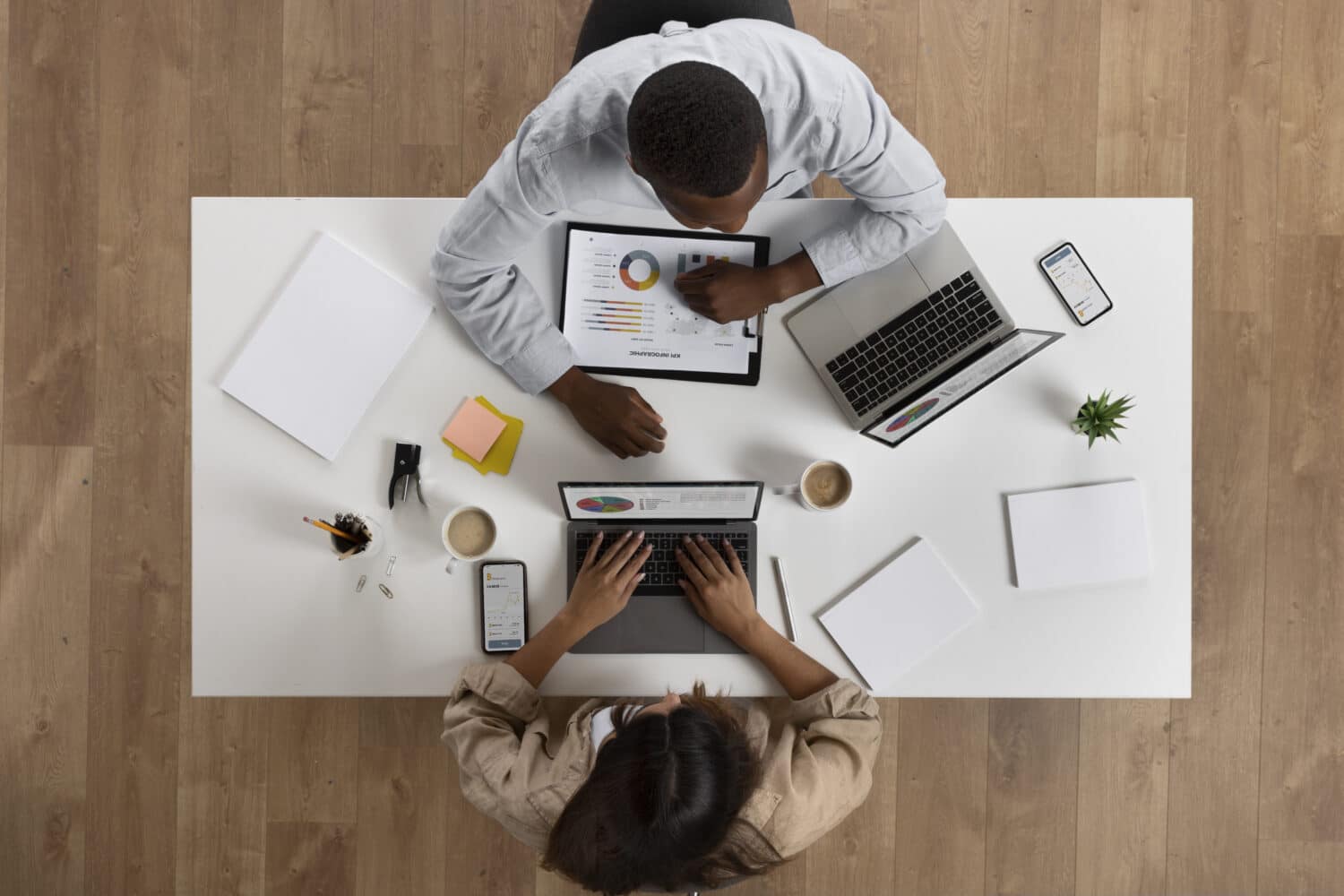 People working together around table