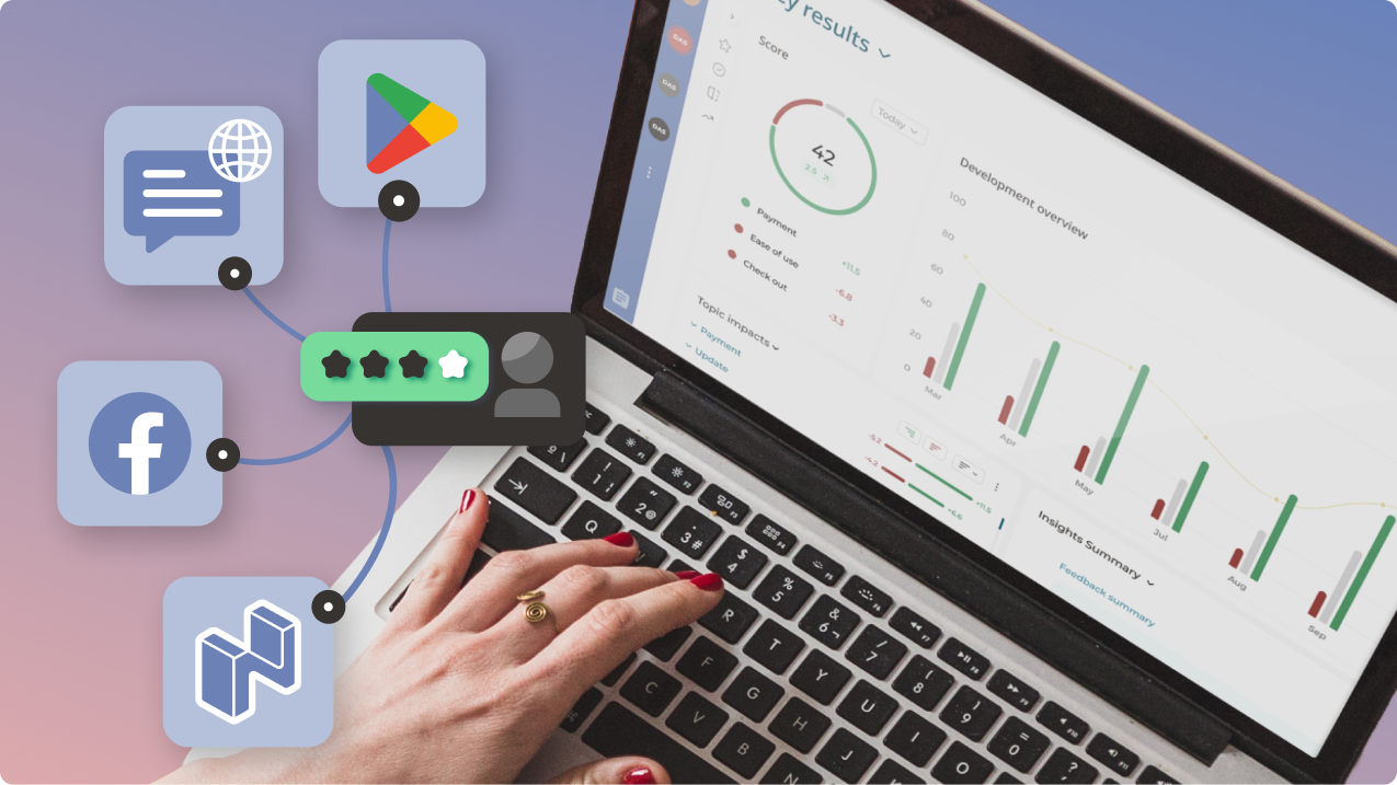 Mockup displaying a feedback dashboard