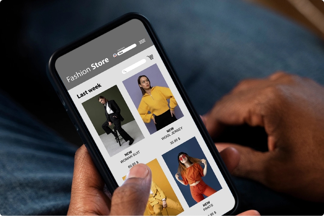 Hand scrolling on e-commerce
