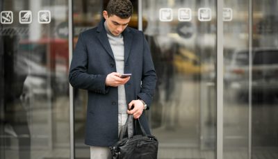 Banking man with smartphone