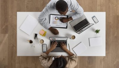 People working together around table